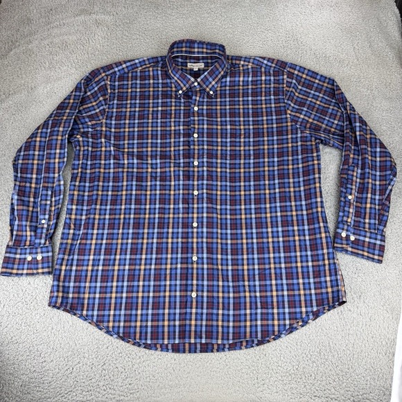Peter Millar Other - Peter Millar Long Sleeve Button Down Shirt Men's Size XXL Blue Plaid